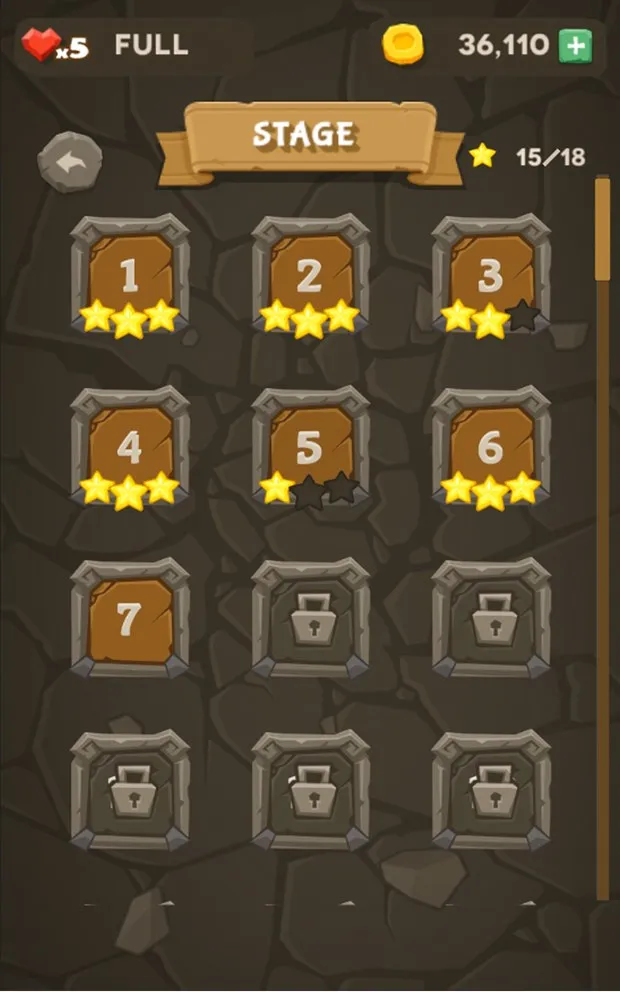 Stage map where you collect stars